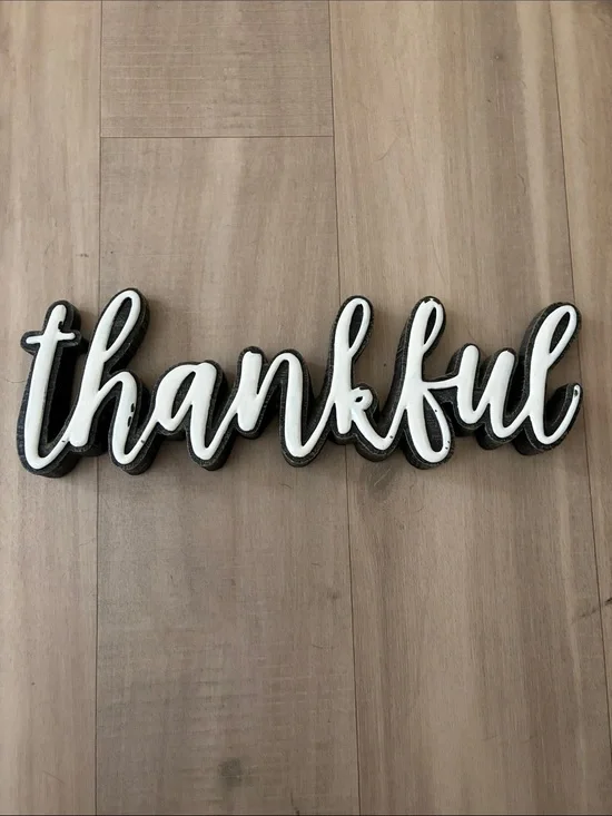 Thankful Script Wall Sign - White and Black Home Decor