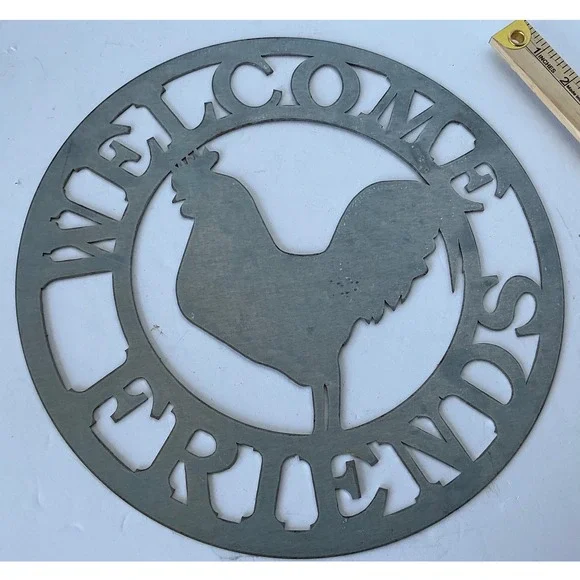 Unbranded Metal Wall Art Welcome Friends Rooster Farmhouse Decor‎ 12 Inch Rustic