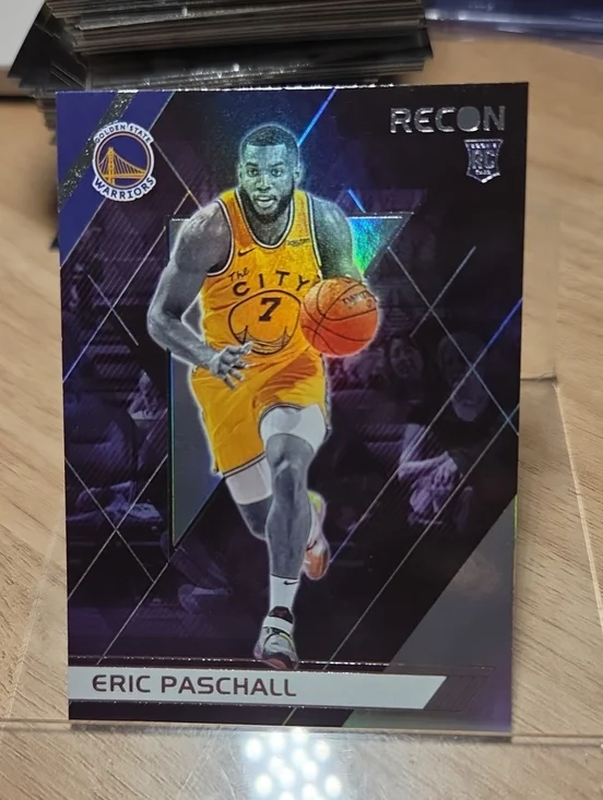 2019-20 Panini Recon Eric Paschall Yellow & Purple Holographic Card
