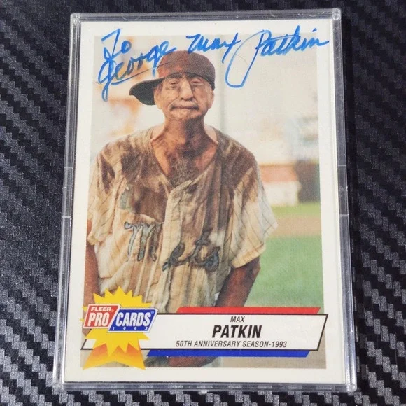 1993 Fleer Pro Cards Max Patkin Autographed Card Inscribed To George Baseball