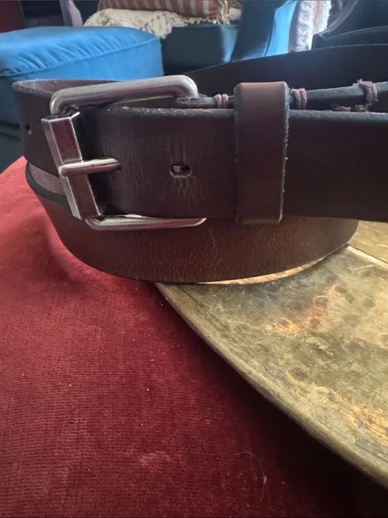 Levi's Brown Leather Belt with Silver Buckle