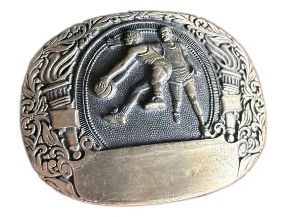 Vtg ADM Basketball Belt Buckle Award Design Medals Trophy Western Brass Gold
