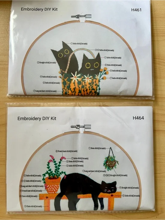 BRAND NEW Embroidery DIY Kit - Black Cat Wall Decor