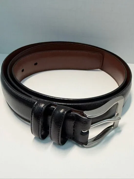 Perry Ellis Black Leather Belt Mens Size 46