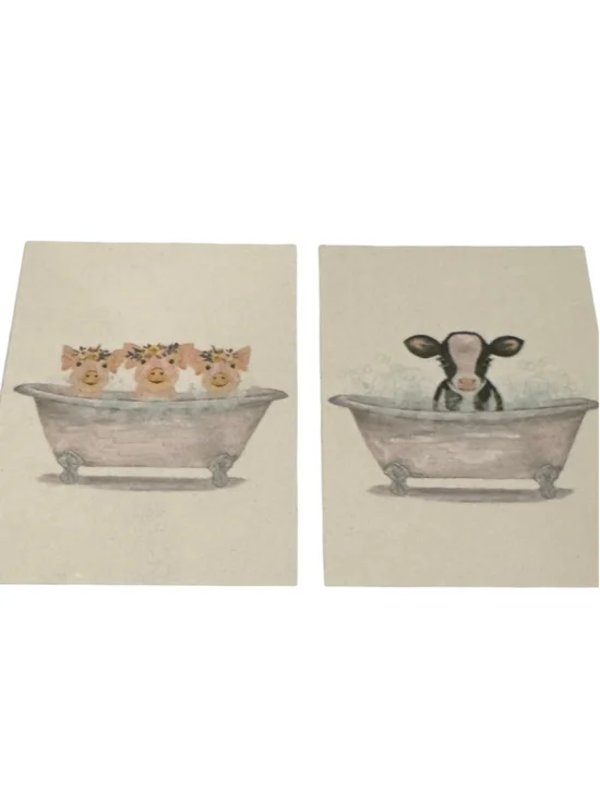 Wall Decor Set 2 Pieces 11x14 Beige White Farmhouse Art