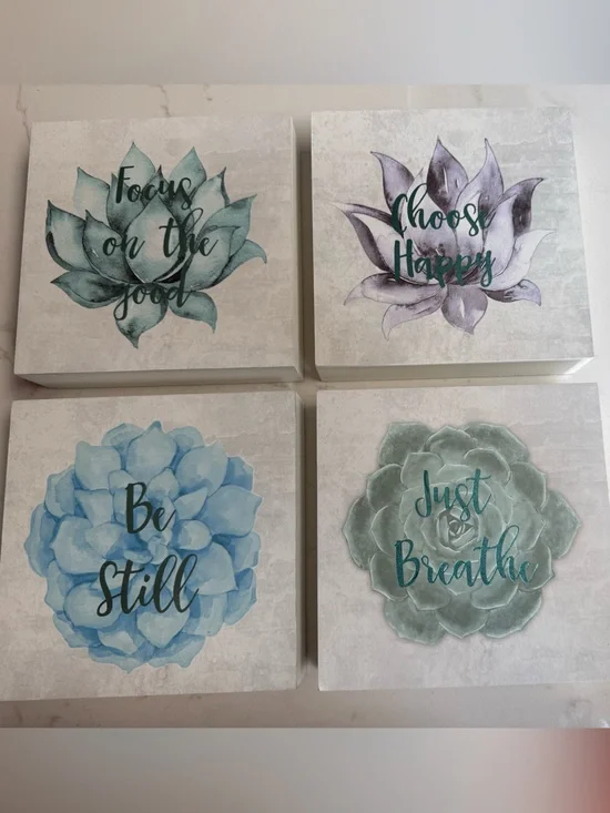 Succulent Wall Art Set - Blue, Green, Teal, Purple