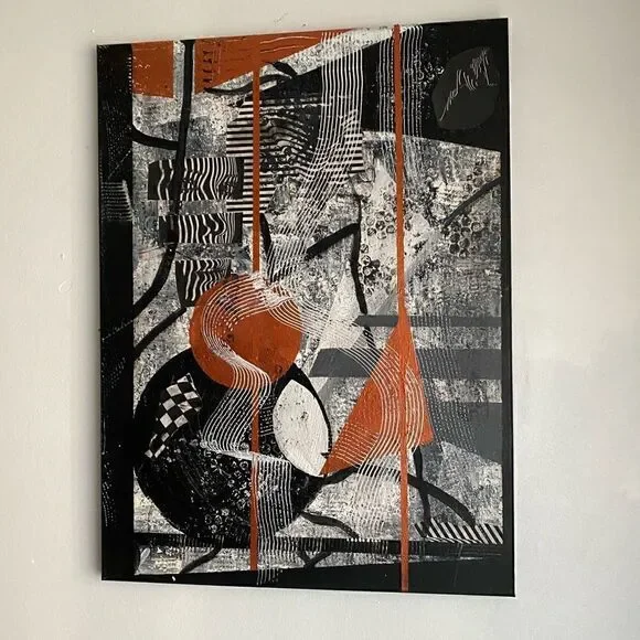 Original Abstract Painting Art On Canvas Signed By Artist