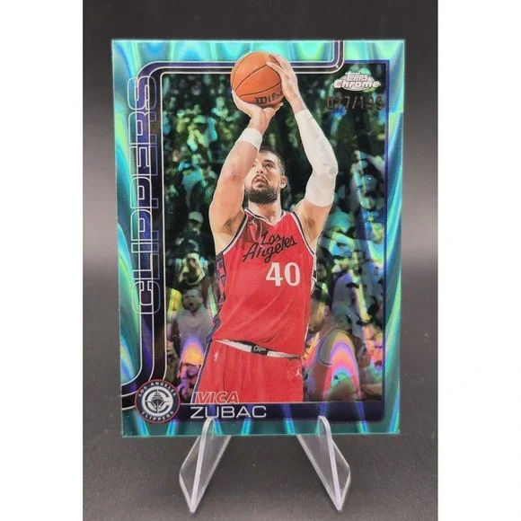 2025-26 Topps Chrome Ivica Zubac #63 Aqua Raywave Refractor /199 L.A.‎ Clippers