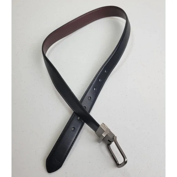 Bulliant Black Leather Business Formal Career Casual Dress Belt Men's Size 32/34