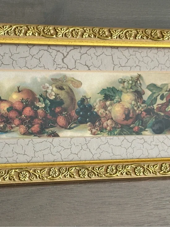 Vintage-Inspired Gold Framed Fruit Wall Art - Multicolor