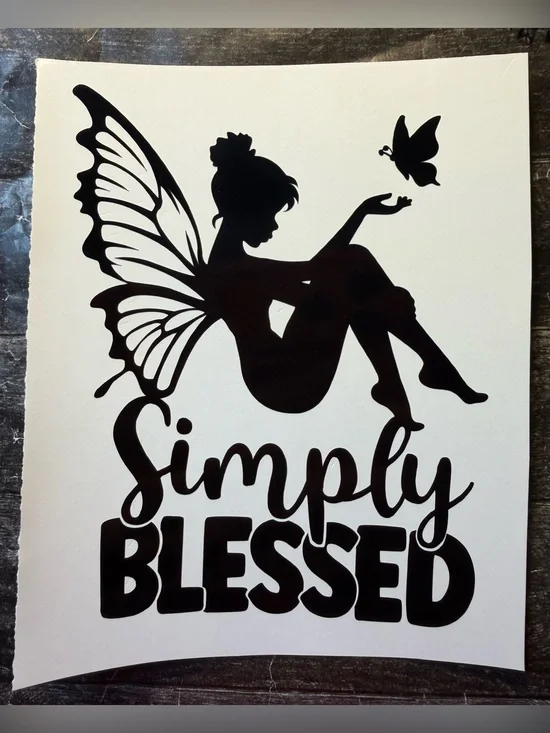 Fairy Simply Blessed Black Vinyl Car Truck Window Laptop Decal Bumper Sticker