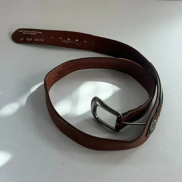 Wrangler Belt Mens (39.5-44) In Handcrafted Genuine Leather Southwestern Concho