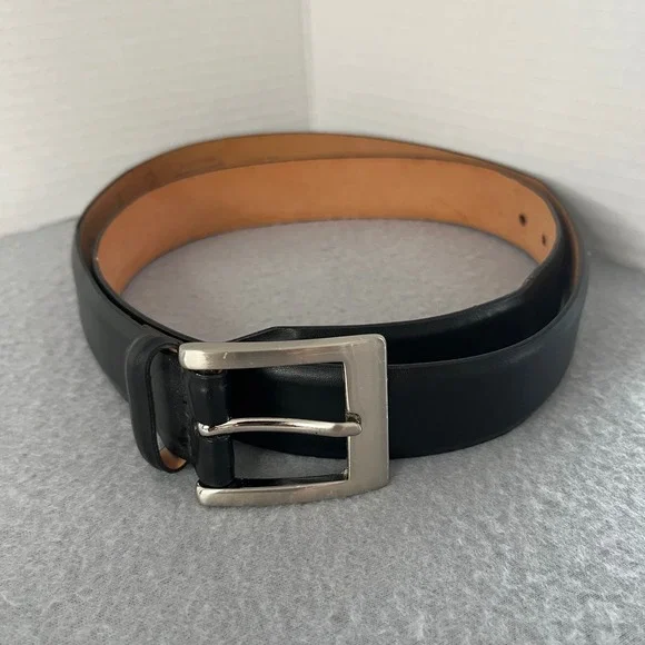 Martin Dingman Mens Black Leather Belt 42 105 Milled Finish Buckle made in‎ USA