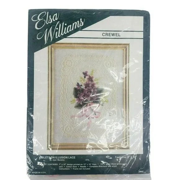 New Elsa Williams VIOLETS ON ILLUSION‎ LACE 00287