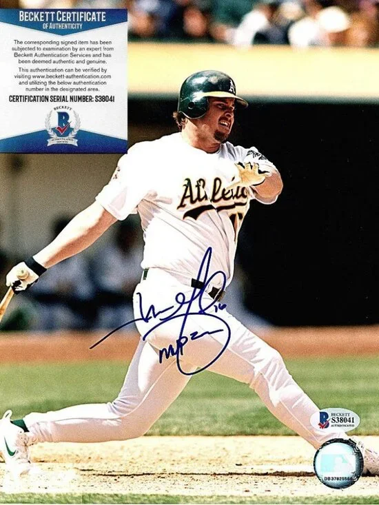 Jason Giambi Signed Oakland Athletics 8x10 Photo MVP Inscription Beckett Cert