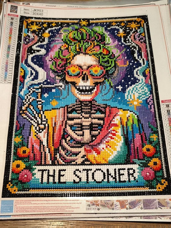 Colorful Skeleton 'The Stoner' Wall Art Diamond Mosaic - Multicolor