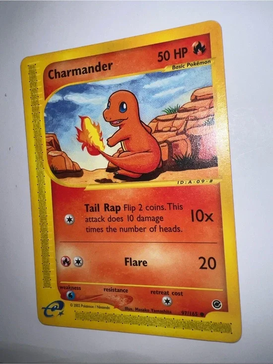 Pokemon Charmander Trading Card - Orange, Yellow, Red, Blue