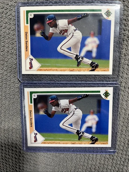 Lot (2) 1991 Upper Deck Deion Sanders Baseball Card - Set of 2