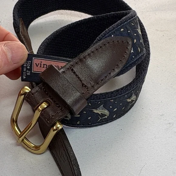 Vineyard Vines Navy Swordfish Web Belt Size 28