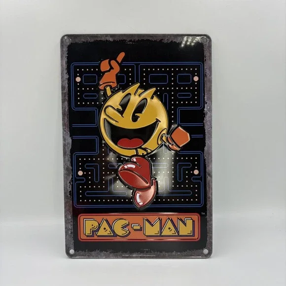 Pac-Man‎ Metal Wall Sign Tastemakers Embossed Tin Arcade Game Room Decor 2018