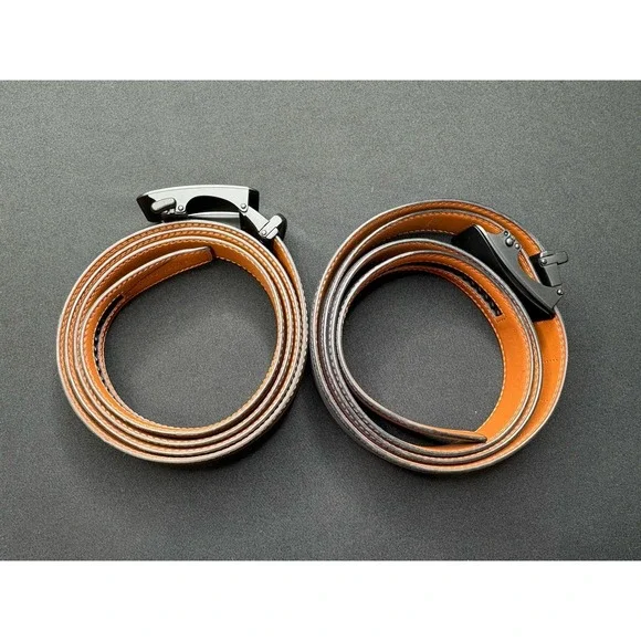 Kemisant Adjustable Rachet Belt Trim To Size Up To 52 Lot Of 2 Belts Gray Brown