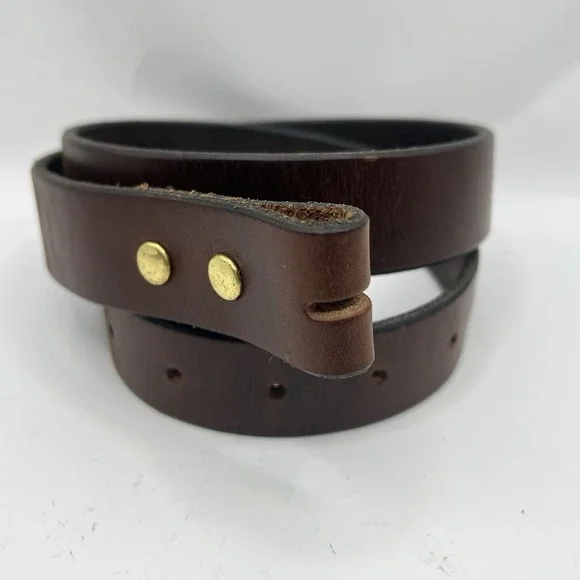 Leather Belt 33 Brown No Buckle No Keeper Loop Has Snap Fasteners Classic