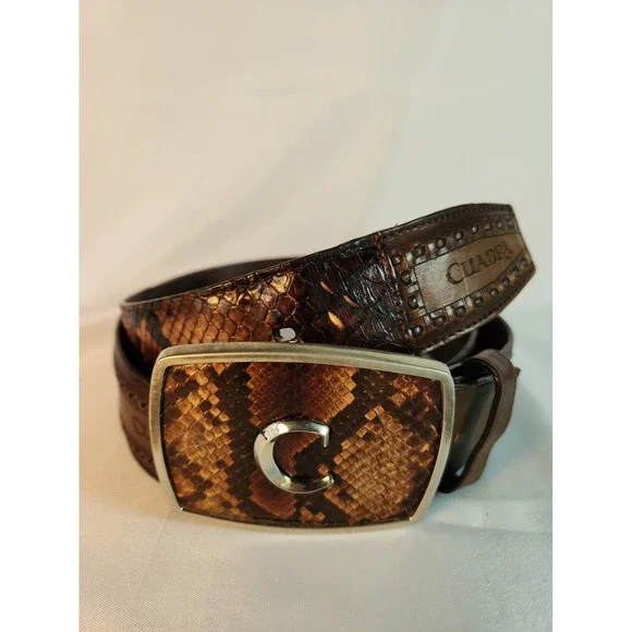 Cuadra Men's Brown Genuine Python Leather Western Belt Size 40 Exotic Mexico