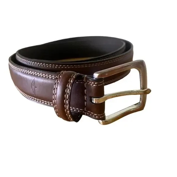 Men's Dockers Size 40/100 Brown Belt Style 11DO0168 Genuine Leather Silver Buckl