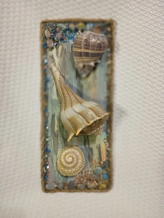 Coastal Seashell Wall Art Panel in Cream and Tan - Unbranded