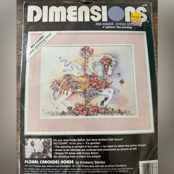 Retired Dimensions Floral Carousel Horse Cross Stitch Kit