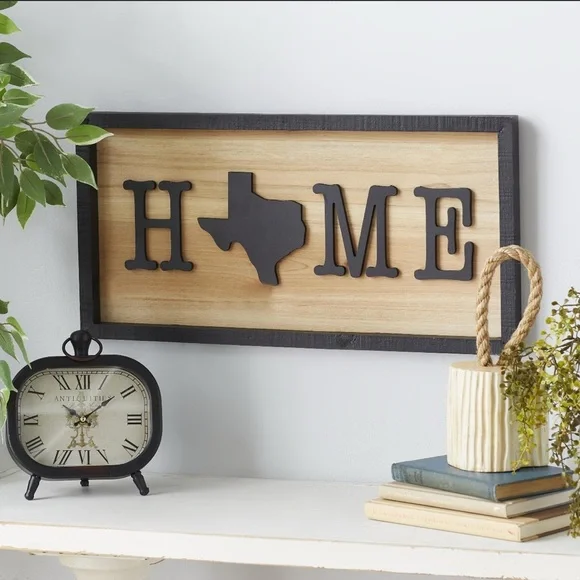 Texas Home Wall‎ Art OS Black Wood Rustic Farmhouse Decor New
