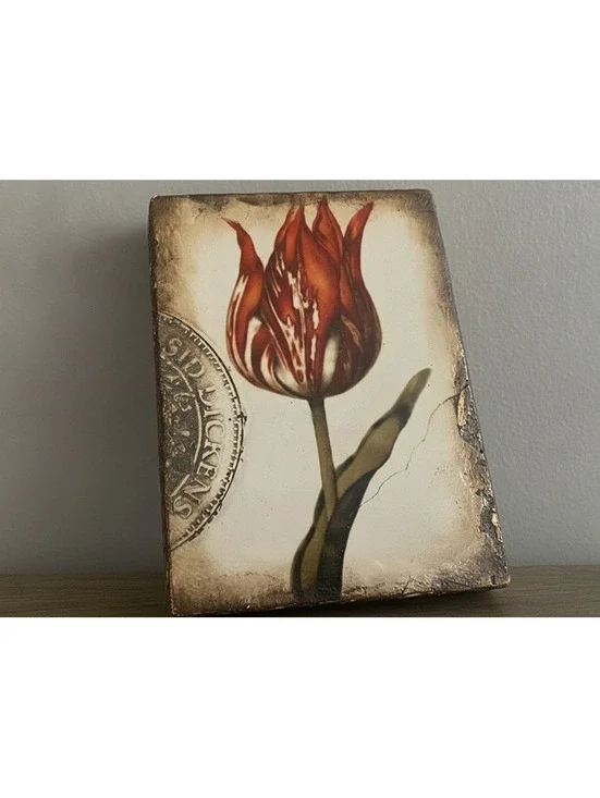 Sid Dickens T-98 Scarlet Tulip Retired Memory Block Wall Tile Collectible