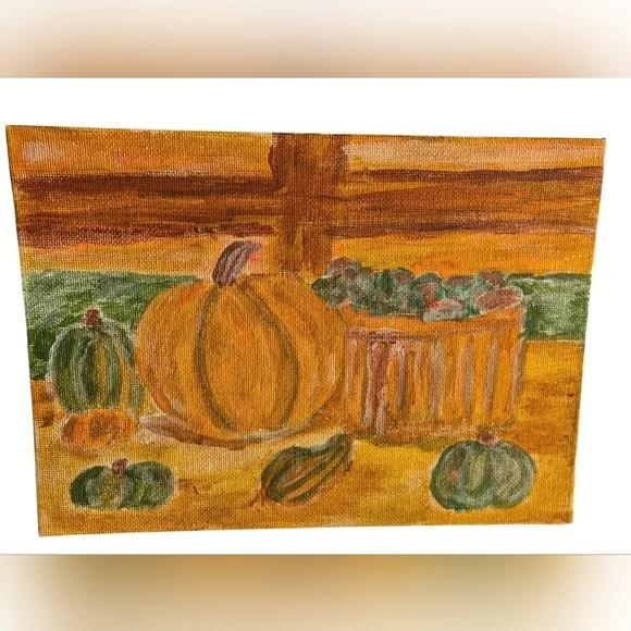 Autumn Harvest Canvas Wall Art, Hand painted 5x7