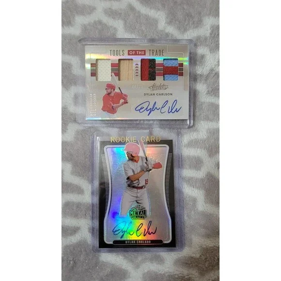 Dylan Carlson Sticker Autos /75 /15, Leaf Metal Draft, Penini Absolute Cardinals