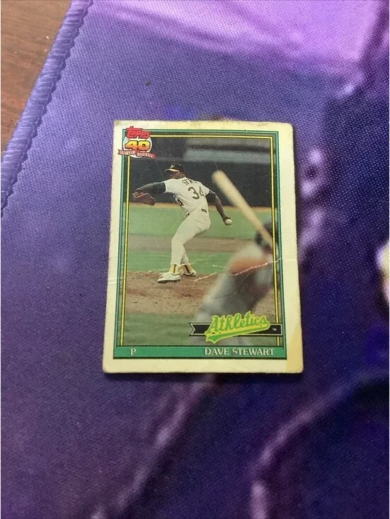 1991 Topps 2nd Series Mini Baseball Player Trading Dave Stewart Cracker Jack