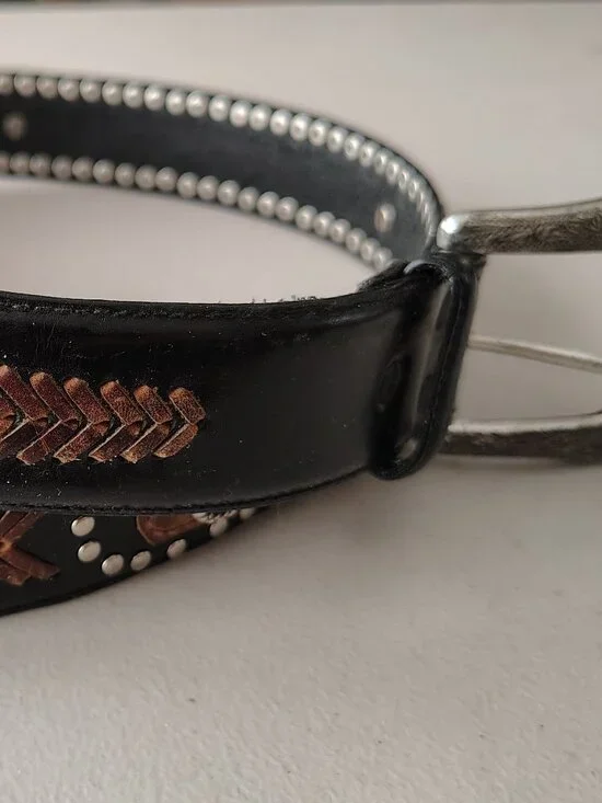 Mens Southwestern Leather Belt Sz 38