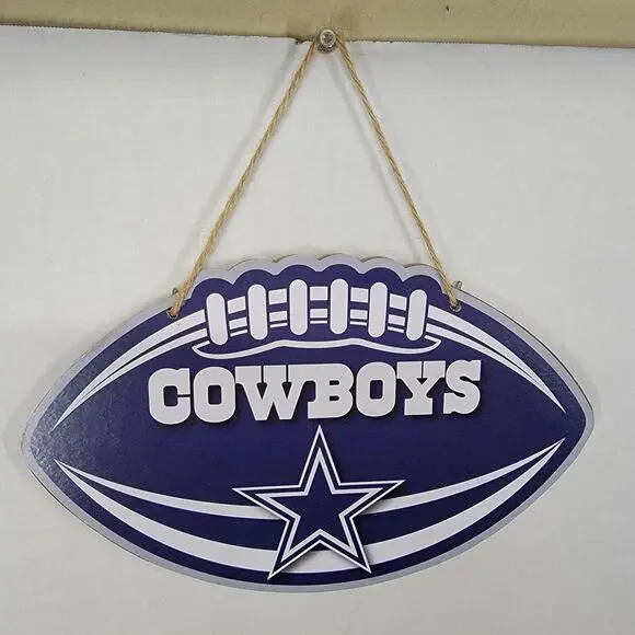 NFL Dallas Cowboys Football Shaped Wooden Wall Decor