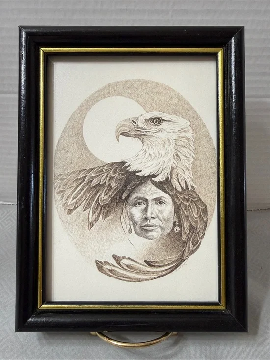 Alaskan Artist Joann George “Eagle Woman” Native American Wall Art Card Framed