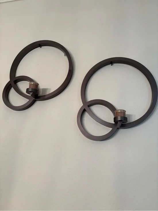 Dark Brown Interlocking Circle Wall Sconce Pair home decor