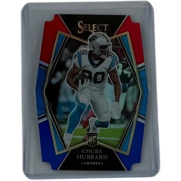 2021 Select Chuba Hubbard RC Red‎ and Blue Prizm Die Cut Premier #176