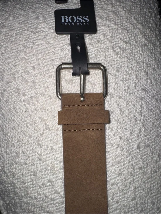 Hugo Boss Brown Suede Men's Belt with Silver Buckle MRSP: $88.00