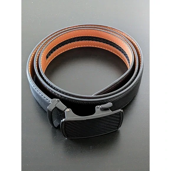 Bulliant‎ Metal Buckle Ratchet Belt Black Leather Cut To Fit (28-40) Men's