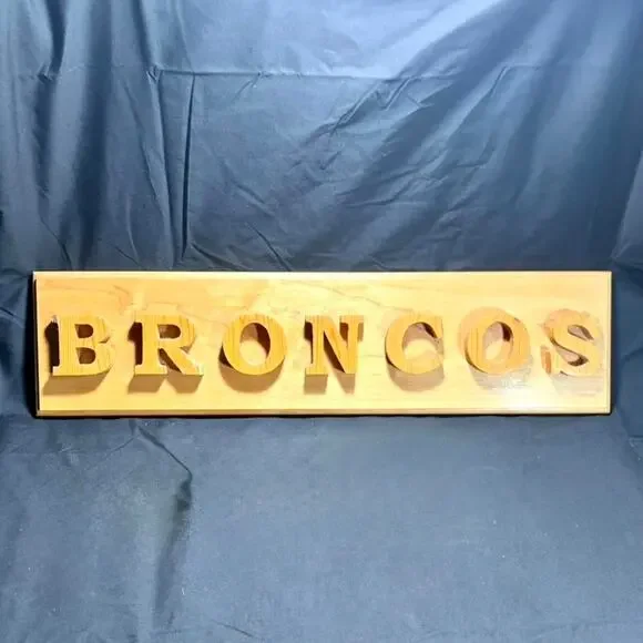 🚨 VINTAGE Hand Made Denver Broncos Wooden Sign 23” x 5.5” x 2”. 🏈