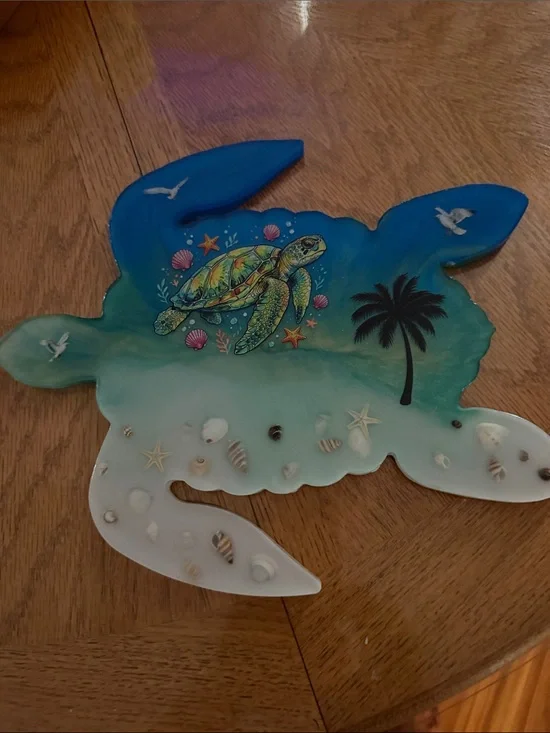 Sea Turtle Wall Art - Blue & Green Coastal Decor