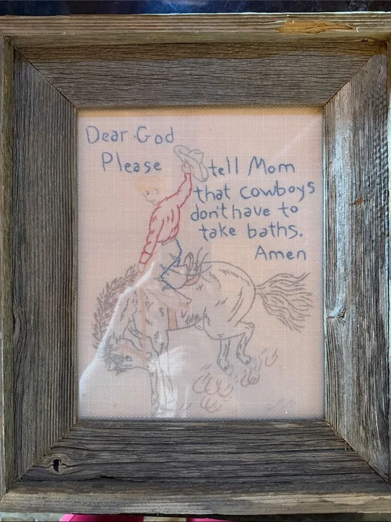 Rustic Framed Cowboy Prayer Decor