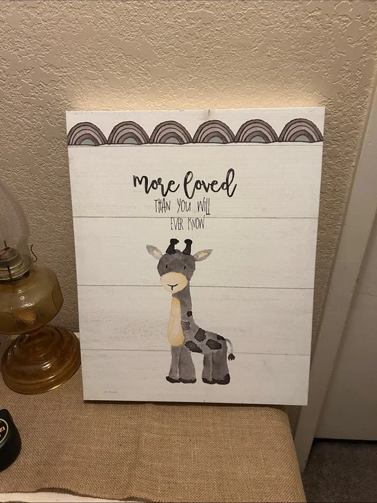 More Loved Gray Giraffe Wall Art - Neutral Nursery Decor