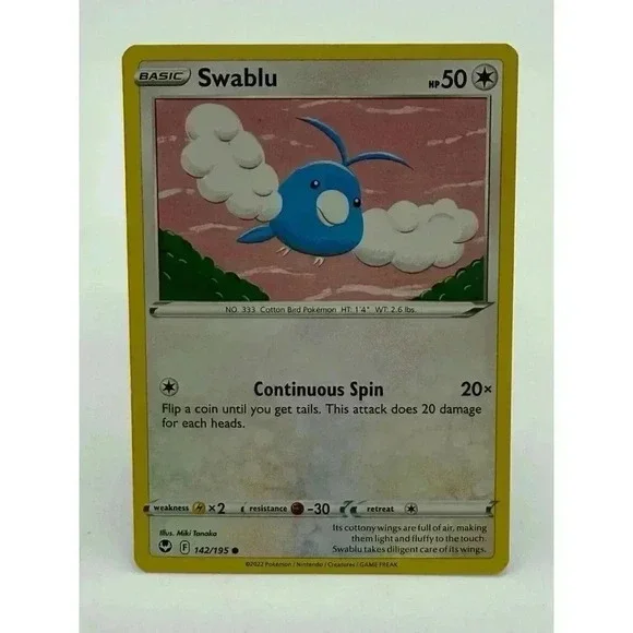 Swablu‎ 142/195 SWSH: Silver Tempest Non-Holo Pokémon TCG Mint Unplayed