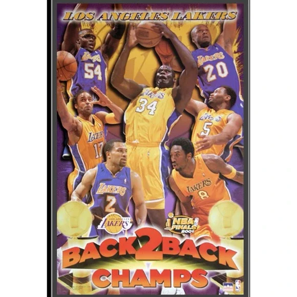 2001 LA Lakers NBA Champions Limited Edition Poster Numbered 3581 Kobe Shaq