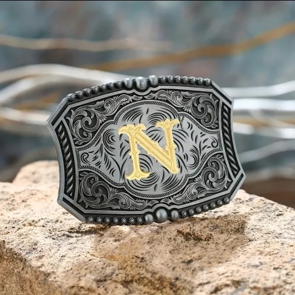New Men's Cowboy Western Monogram N Belt Buckle