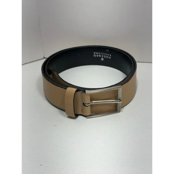 Mogambo Barcelona Tan Leather Belt Sz 30 Handmade in‎ Spain 2842 7 Silver Buckle
